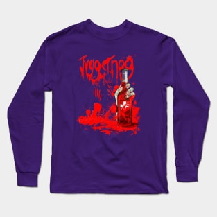 Zombie Hand Bloodied Juggernog on Purple Long Sleeve T-Shirt